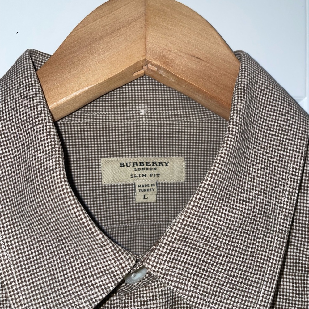 Men’s Burberry Brown Gingham Button Down - Picture 3 of 3